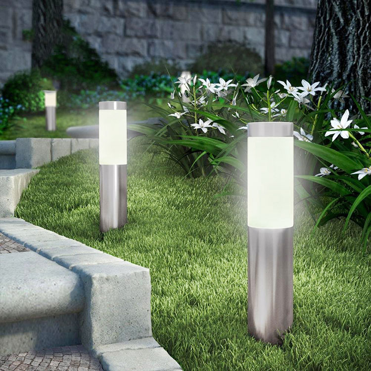 Solar stainless steel lawn bollard light